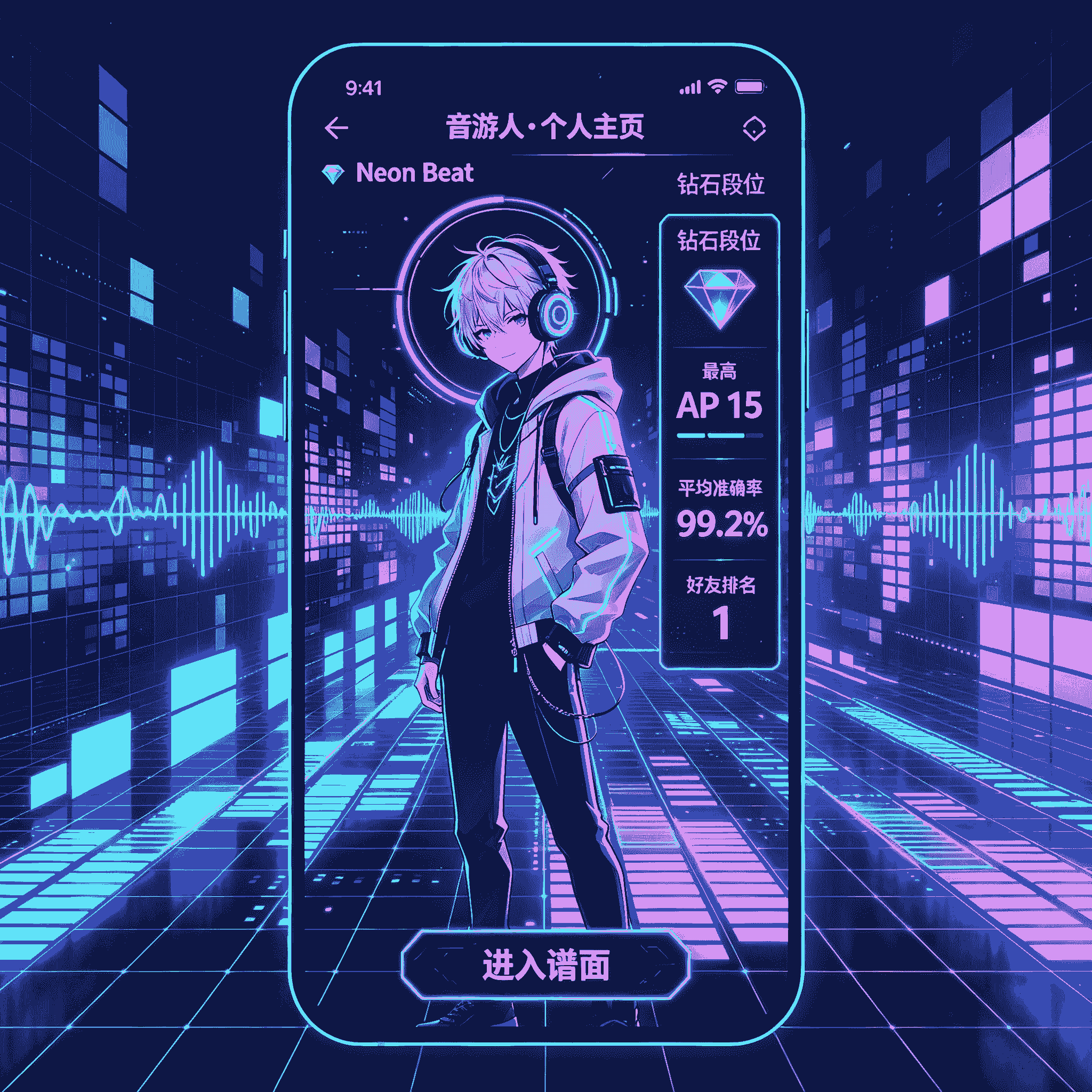 音游人 · 个人主页 可更换背景视频/头像/可二改